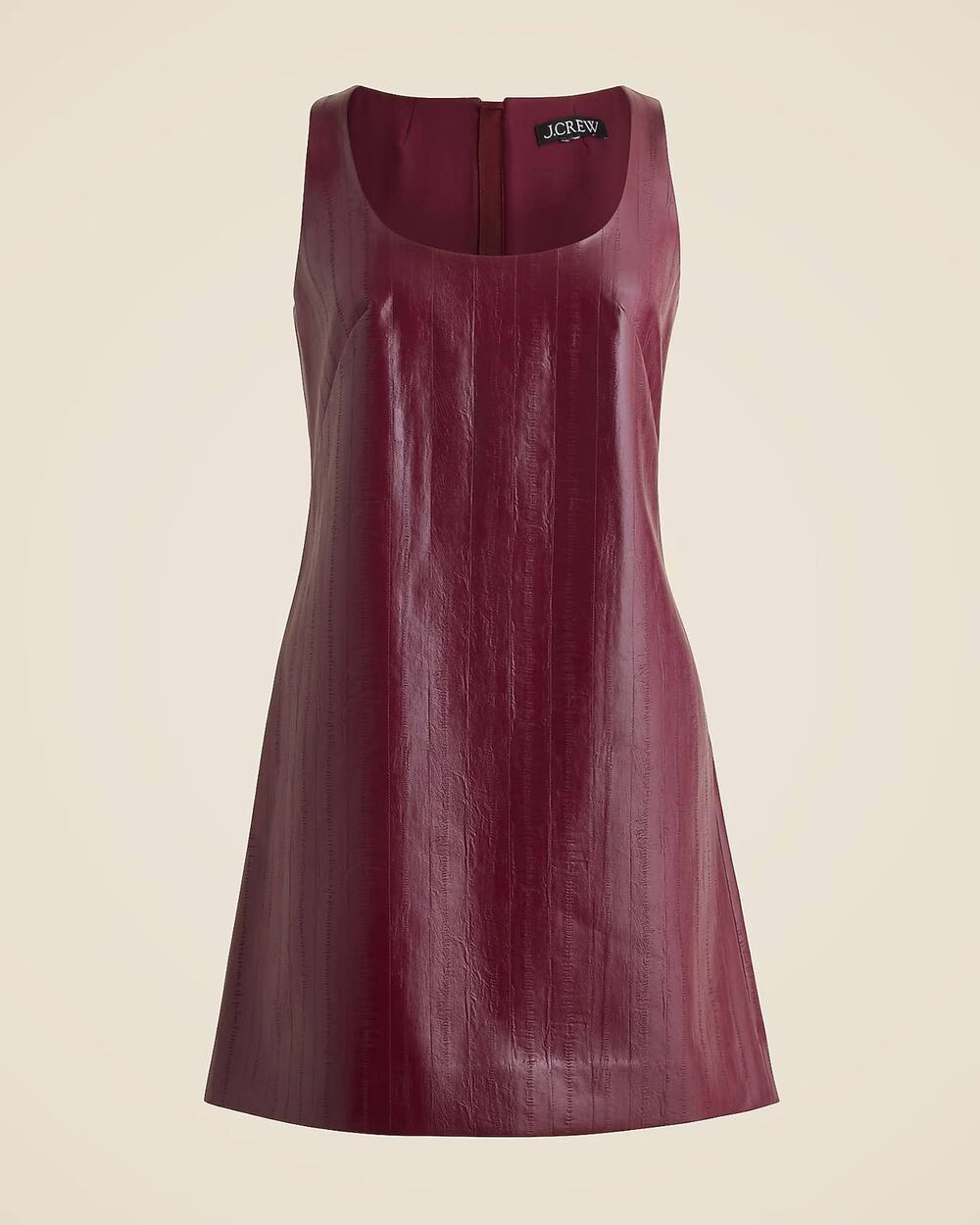 NWT J Crew Scoopneck Mini Dress in Faux Eel-skin Leather Wilshire Red Size 12